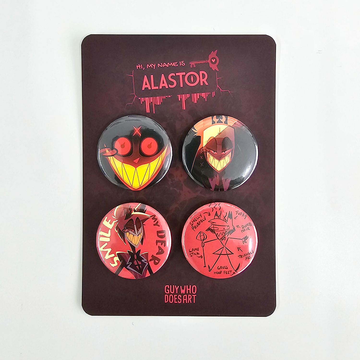 Buy Alastor Badges Set | Hazbin Hotel Pin Badges | Guywhodoesart