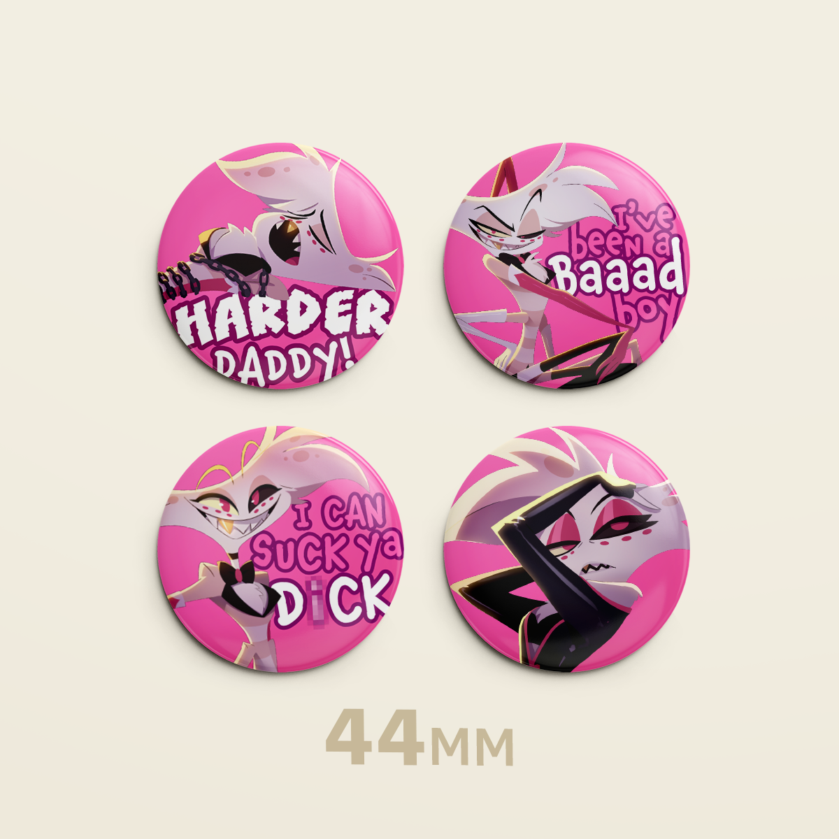 Buy Angel Dust Badges Set | Hazbin Hotel Pin Badges | Guywhodoesart