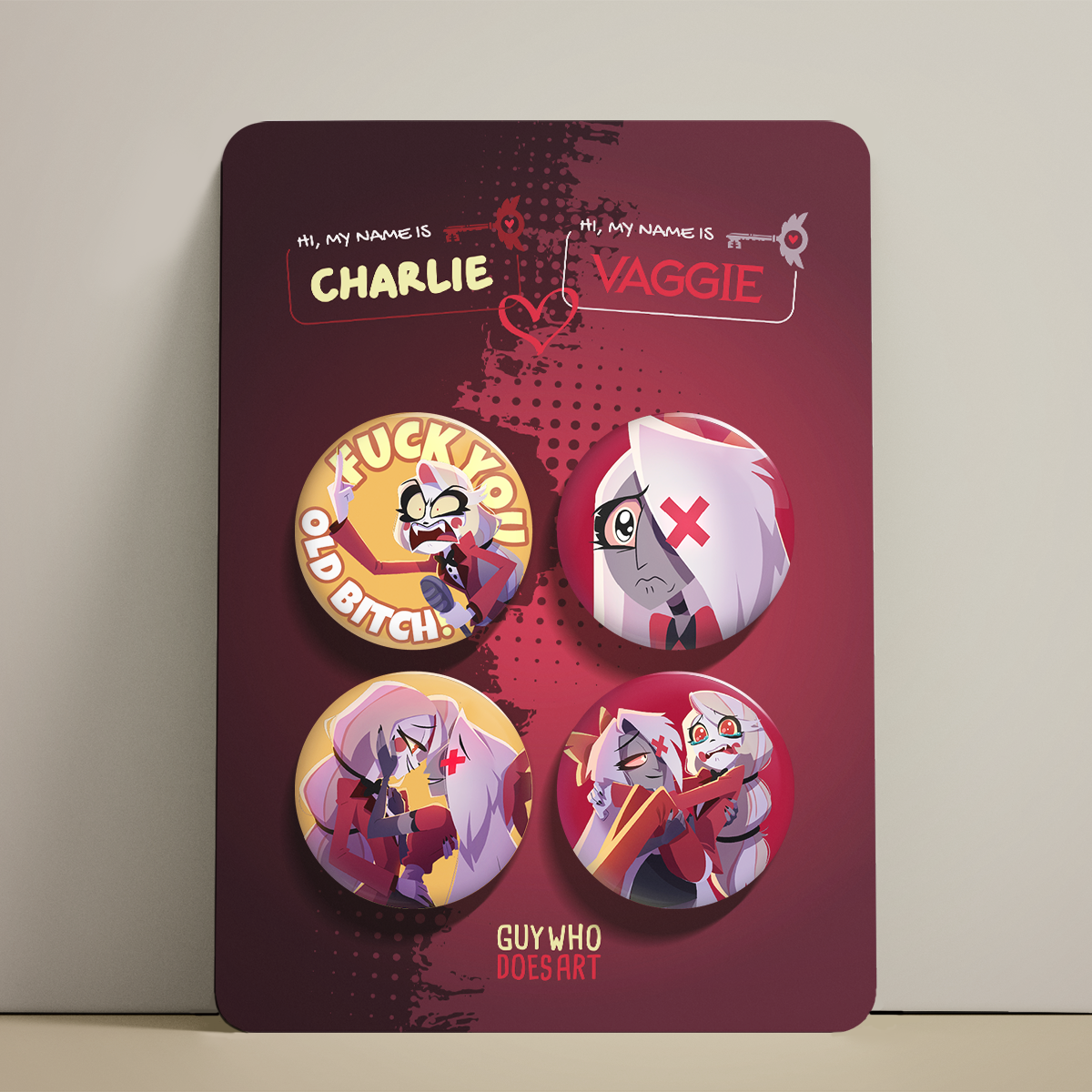 Hazbin Hotel チャーリー ピンズ/ピンバッジ (2019) Charlie & Vaggie Couple Badges | Hazbin Hotel LGBTQ Set