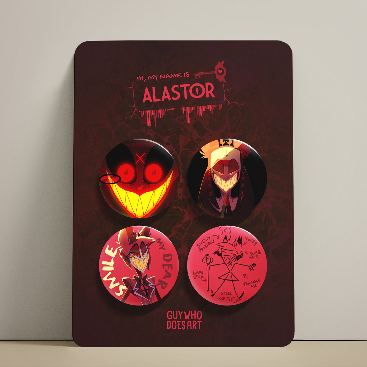 Buy Alastor Badges Set | Hazbin Hotel Pin Badges | Guywhodoesart
