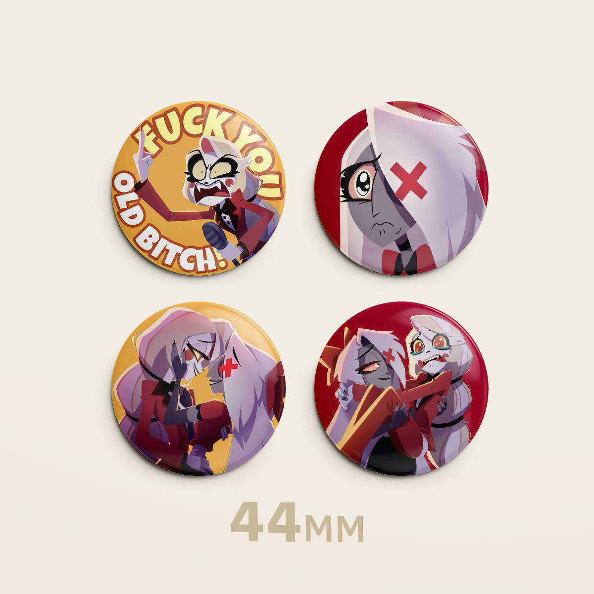 Charlie & Vaggie Couple Badges | Hazbin Hotel LGBTQ Set